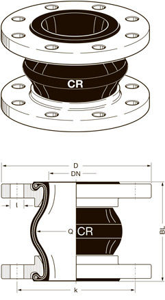 Схема резинового компенсатора Elaflex ERV-CR