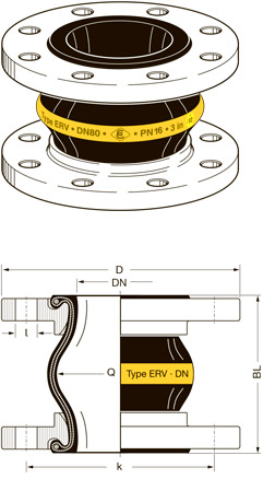 Схема резинового компенсатора Elaflex ERV-G