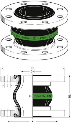 Схема резинового компенсатора Elaflex ERV-GR