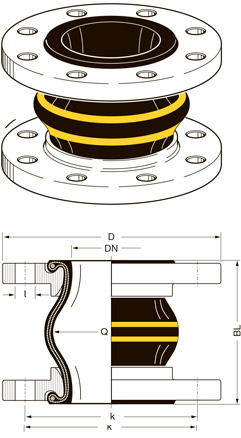 Схема резинового компенсатора Elaflex ERV-GS