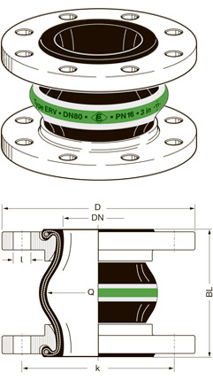 Схема резинового компенсатора Elaflex ERV-VITEX
